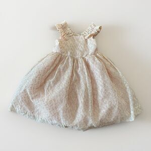 Janie and Jack Pink Tag Metallic Dot Chiffon Dress Size 2T Center Stage